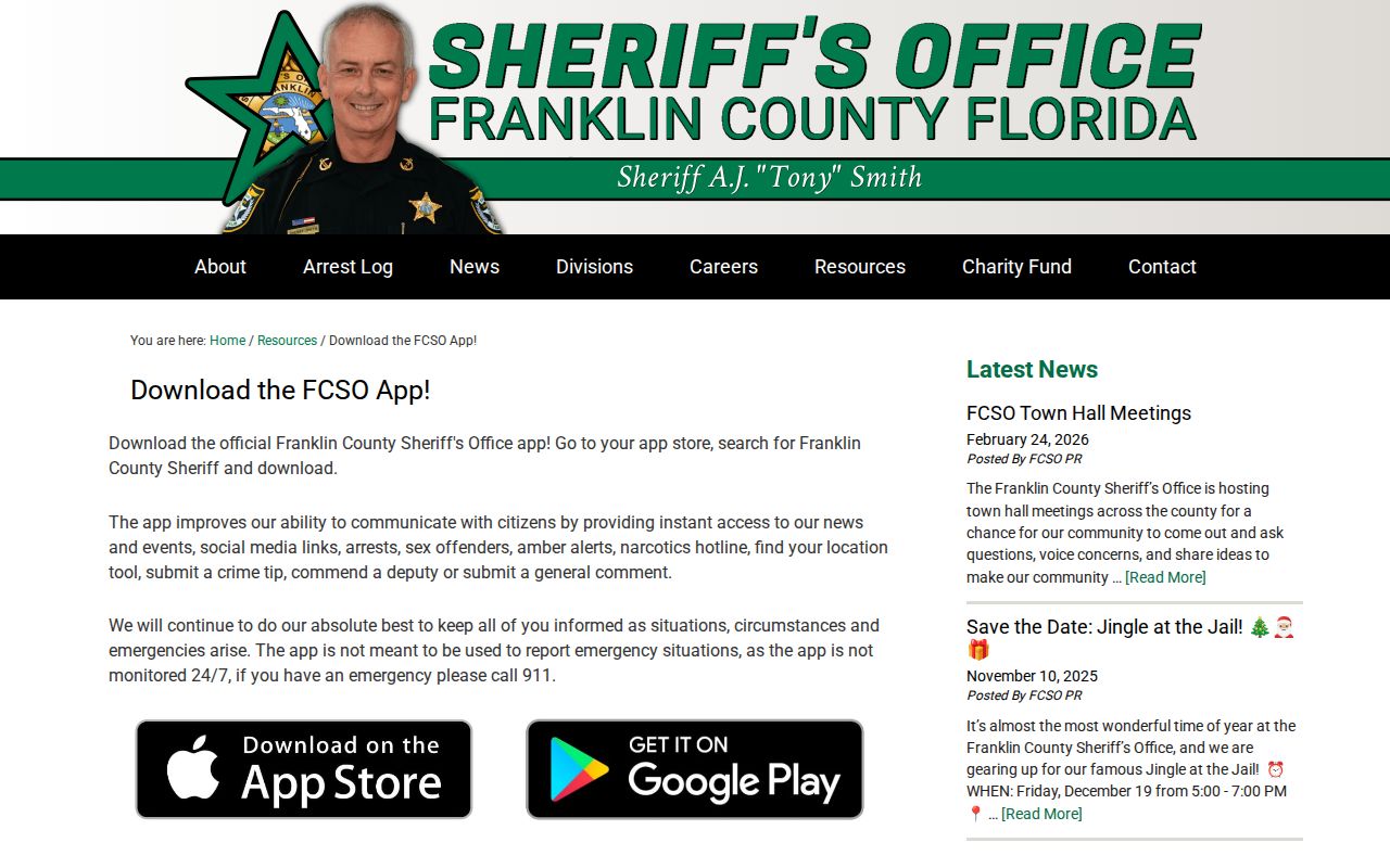 Official Franklin County Sheriff mobile app information page