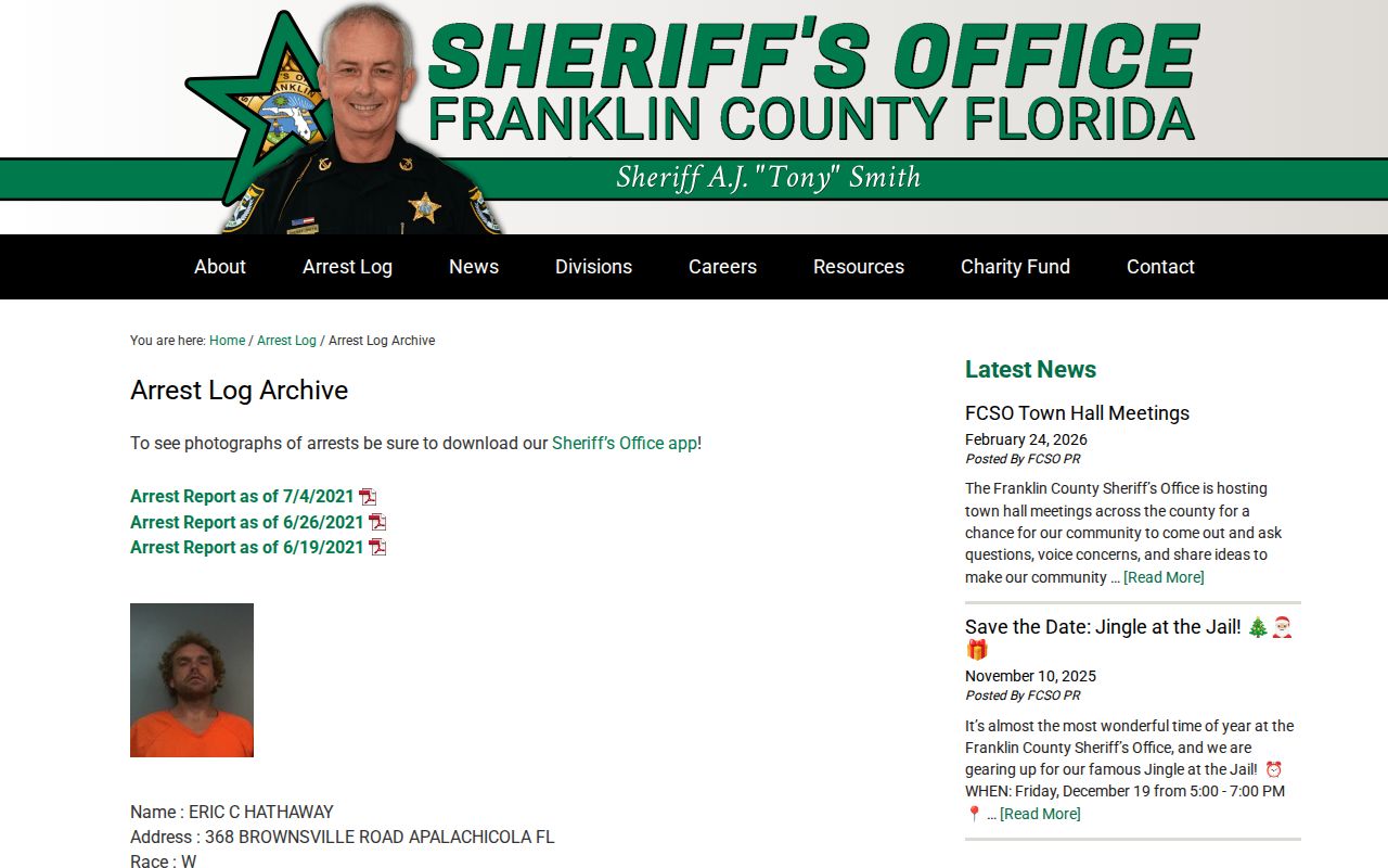 Franklin County released inmate mugshot arrest archive