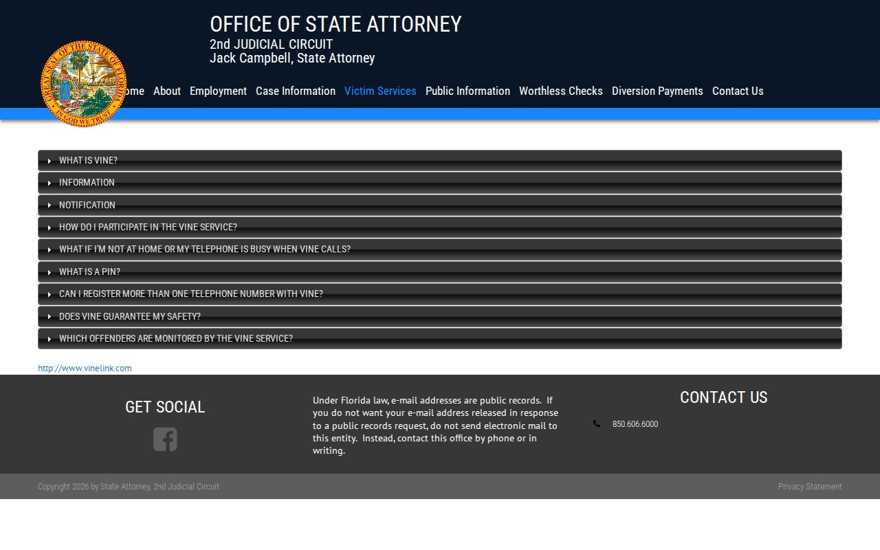 Second Judicial Circuit instructions for Franklin County VINE release notifications